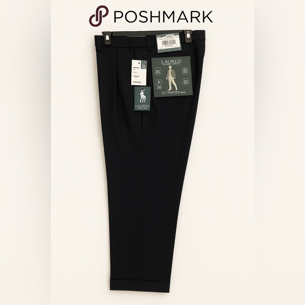 Lauren Ralph Lauren Classic Fit Ultra-flex Wool Navy Dress Pants